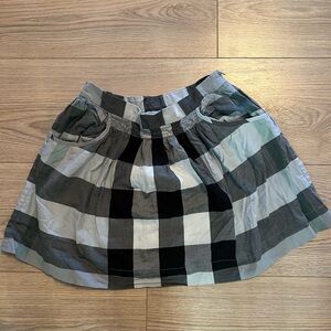 Burberry Black and Gray Checkered Skater Skirt